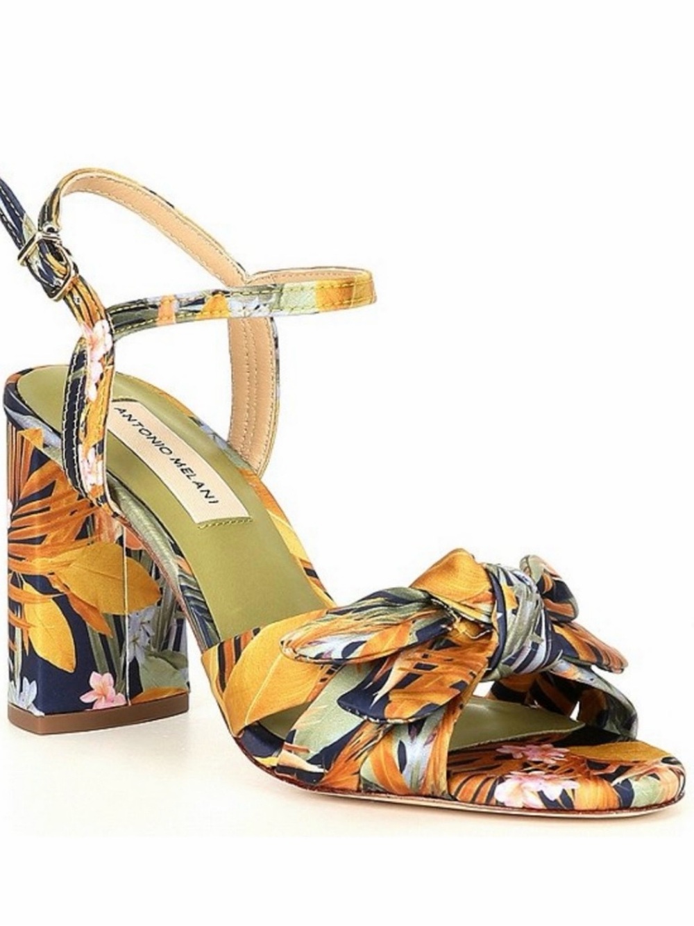 Antonio Melani Gybson Tropical Multi Color Size 7.5 M Knot Block Heel Sandal